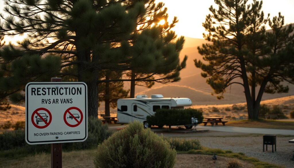 Recreational vehicle camping restrictions